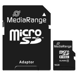 MediaRange MR958 Tarjeta MicroSDHC 16 GB Clase 10 Negro