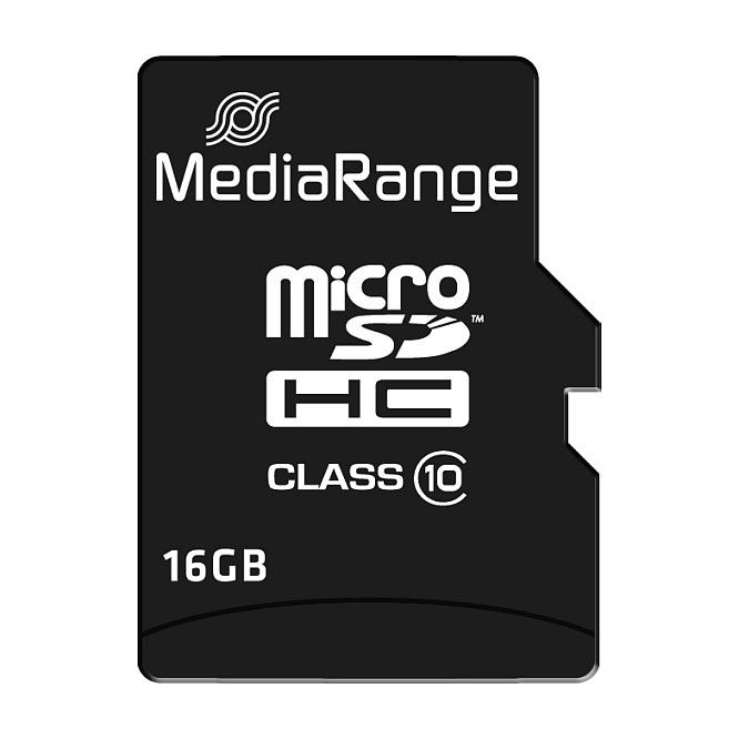 MediaRange MR958 Tarjeta MicroSDHC de 16 GB Clase 10 Negra con Adaptador SD