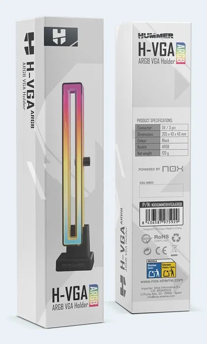 NOX Hummer H-VGA ARGB Soporte para Tarjeta Gráfica Negro NOX Hummer H-VGA ARGB Soporte para Tarjeta Gráfica Negro