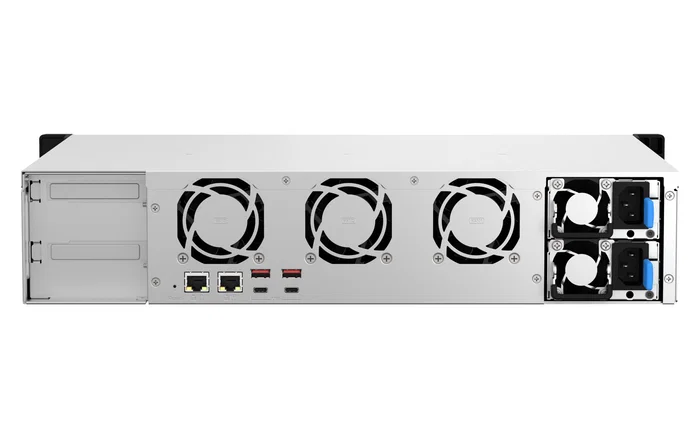 QNAP TS-873AeU-RP NAS de Rack 2U con Procesador AMD Ryzen V1500B, 4 GB DDR4, 8 Bahías, Puertos 2.5GbE y Ranuras M.2 NVMe, Sistema QuTS hero