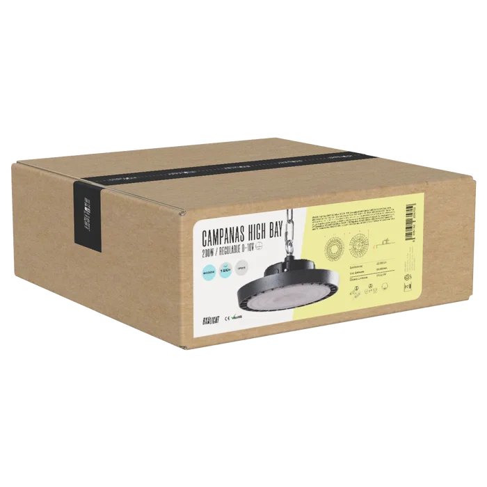 BX3 LIGHT Campana High Bay LED 200W IP65 6000K 120° para Techos Altos, Naves Industriales, Grandes Almacenes (Ref: BX3-HVB200W-N2-W)