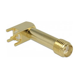 DeLOCK Conector SMA 90° PCB Macho a Hembra 65845, Frecuencia 0-6000 MHz, 50 Ohm, Contactos Oro