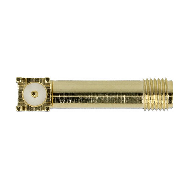 DeLOCK Conector SMA 90° PCB Macho a Hembra 65845, Frecuencia 0-6000 MHz, 50 Ohm, Contactos Oro