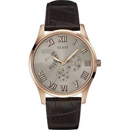 Guess W0608G1 Reloj de Hombre con Caja Oro Rosa y Correa Marrón