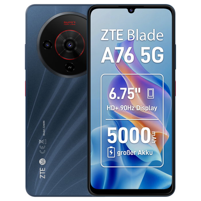 ZTE Blade A76 5G, 6 GB RAM, 128 GB, 6.75 pulgadas, Stardust Black ZTE Blade A76 5G, 6 GB RAM, 128 GB, 6.75 pulgadas, Stardust Black