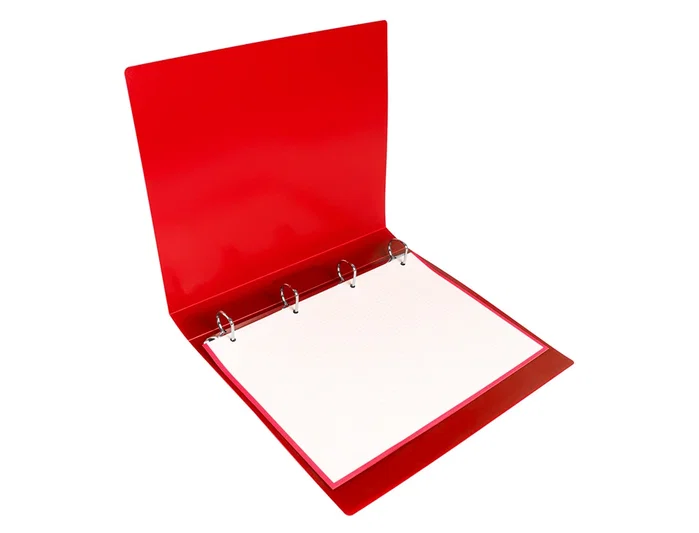Liderpapel Carpeta de 4 anillas 25 mm Rojo translúcido DIN A4