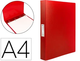 Liderpapel Carpeta de 4 anillas 25 mm Rojo translúcido DIN A4