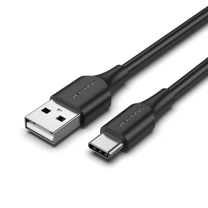 Vention CTHBD - Cable USB 2.0 Tipo-C a USB-A, 480 Mbps, Carga rápida de 60W hasta 3A, Longitud 0.5m (50cm), Negro