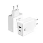 Ewent EW1328 Cargador USB-C GaN Fast de 45W, Carga Rápida PD 3.0 PPS, 1 Puerto USB-C + 1 Puerto USB-A, Para iPhone 15/14, MacBook, Android, Compacto Blanco