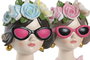 DKD Home Decor Set de 2 Figuras de Resina Azul y Rosa 14x10x20 cm Chica