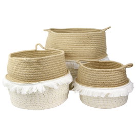 Home Deco Factory Conjunto de 3 Cestas Thai con Flecos MIRAGE