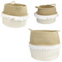 Home Deco Factory Conjunto de 3 Cestas Thai con Flecos MIRAGE