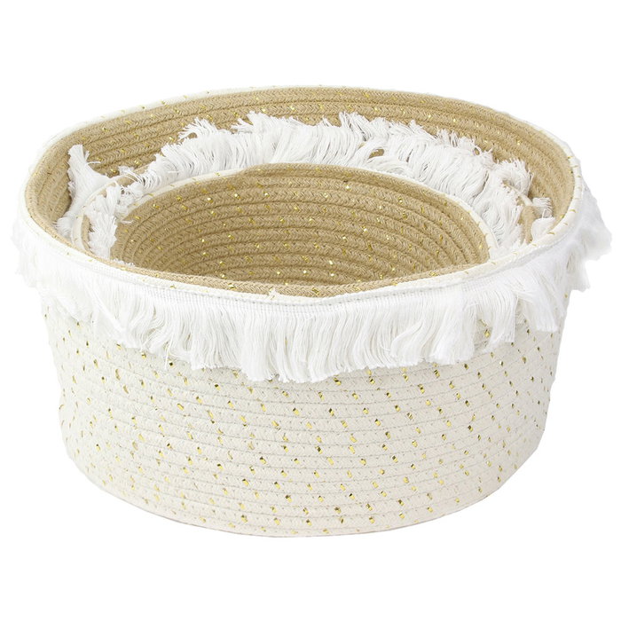 Home Deco Factory Conjunto de 3 Cestas Thai con Flecos MIRAGE
