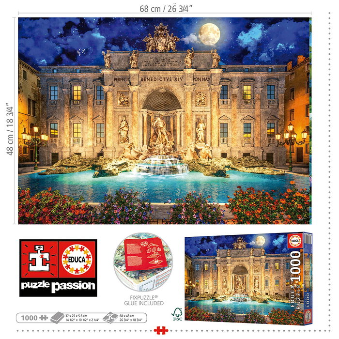 Educa Puzzle 1000 Piezas Fontana Di Trevi Roma 19923 48x68 cm