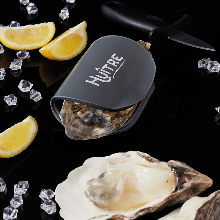 Cook Concept Cuchillo para Abrir Ostras con Agarrador Antideslizante de Silicona - Juego Table En Fête para Mariscos (Ostras, Mejillones, Almejas, Vieiras)