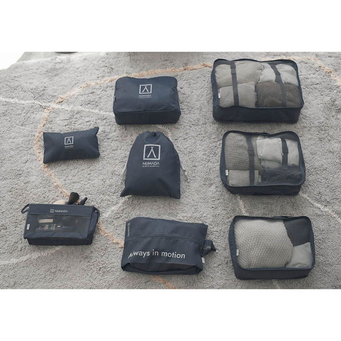 Numada Organizador de Maleta Gris Oscuro 8 Piezas Impermeable Multiusos Cremallera Doble Cursor Rejilla Visibilidad