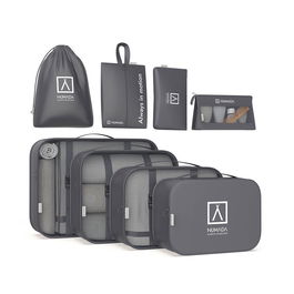 Numada Organizador de Maleta Gris Oscuro 8 Piezas Impermeable Multiusos Cremallera Doble Cursor Rejilla Visibilidad