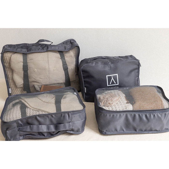 Numada Organizador de Maleta Gris Oscuro 8 Piezas Impermeable Multiusos Cremallera Doble Cursor Rejilla Visibilidad