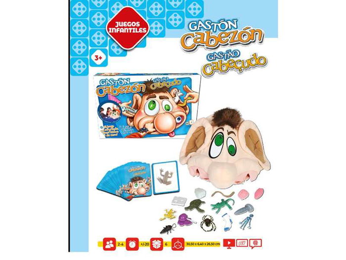 Juego gaston cabezon coge una carta y busca en su cabeza. 15 objetos 24 cartas.
