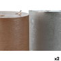 DKD Home Decor Vela LED de Cera de Parafina 3 Llamas, Surtido de 2 Unidades (Dorado Rosado y Plateado)
