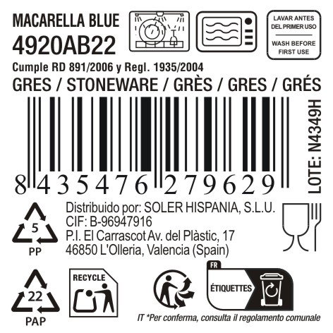 La Mediterranea Fuente Oval Macarella Blue 33x14.8x2.7cm