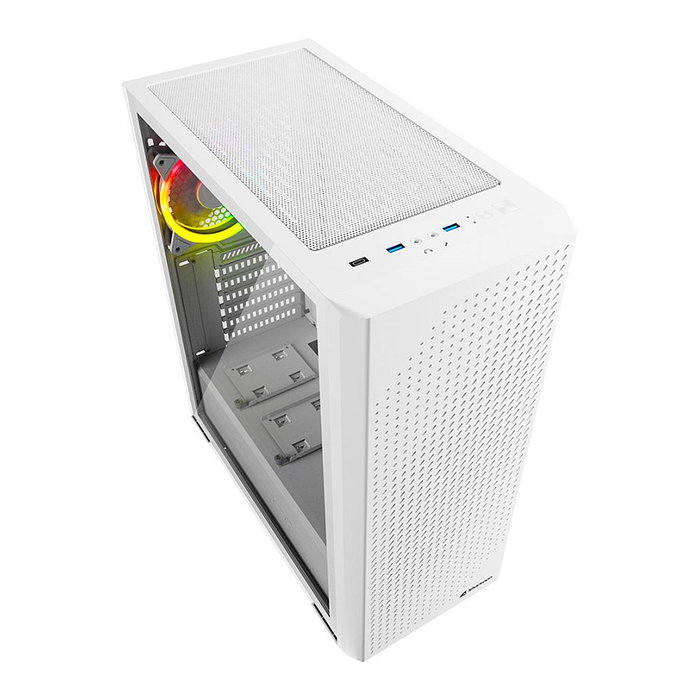 SHARKOON VS9 RGB, Torre ATX Midi, PC Gaming, Blanco, Panel Lateral de Vidrio Templado, Ventiladores LED, Gestión de Cables, Soporta Placas ATX/mATX/Mini-ATX, 35 cm GPU