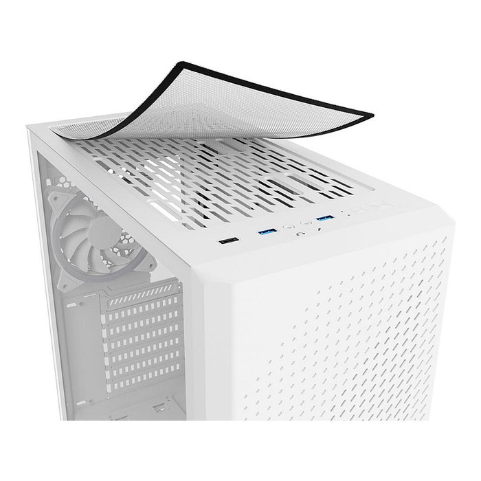 SHARKOON VS9 RGB, Torre ATX Midi, PC Gaming, Blanco, Panel Lateral de Vidrio Templado, Ventiladores LED, Gestión de Cables, Soporta Placas ATX/mATX/Mini-ATX, 35 cm GPU