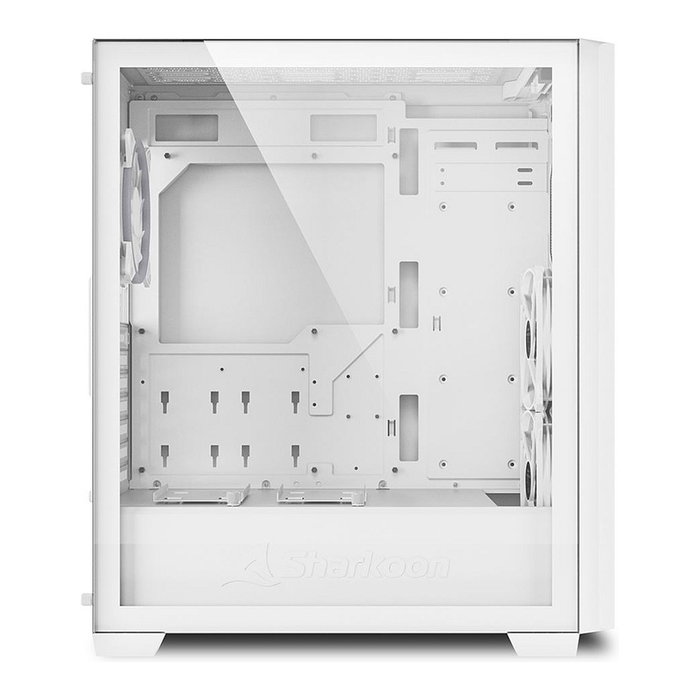 SHARKOON VS9 RGB, Torre ATX Midi, PC Gaming, Blanco, Panel Lateral de Vidrio Templado, Ventiladores LED, Gestión de Cables, Soporta Placas ATX/mATX/Mini-ATX, 35 cm GPU