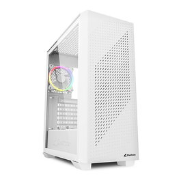 SHARKOON VS9 RGB, Torre ATX Midi, PC Gaming, Blanco, Panel Lateral de Vidrio Templado, Ventiladores LED, Gestión de Cables, Soporta Placas ATX/mATX/Mini-ATX, 35 cm GPU