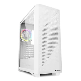 Sharkoon VS9 RGB Torre Midi PC ATX Blanco con Panel de Cristal Templado, Ventiladores RGB Incluidos, Gestión de Cables, USB 3.2 Gen 2 Type-C, Soporta hasta 6 Discos