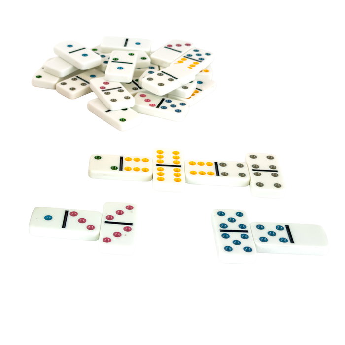 Deqube Domino Doble 6 con Caja Metálica D00325 - Juego de Mesa Tradicional para Niños +6 Años y Adultos