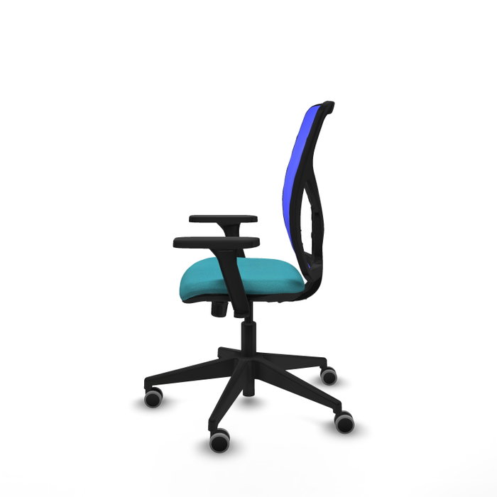 PIQUERAS Y CRESPO Silla de oficina Motilla con mecanismo Sincro, Tela Turquesa y Malla Azul, Brazos 3D PIQUERAS Y CRESPO Silla de oficina Motilla con mecanismo Sincro, Tela Turquesa y Malla Azul, Brazos 3D