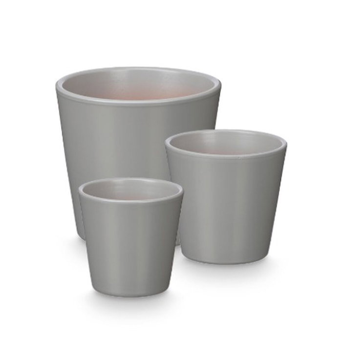 Ibergarden Set de 3 Macetas Cónicas Gris Mate Ibergarden Set de 3 Macetas Cónicas Gris Mate