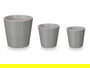 Ibergarden Set 3 Macetas Cónicas de Arcilla Gris Mate (14 cm, 17 cm, 22 cm)