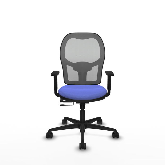 Silla de oficina Jorquera con mecanismo Sincro/Traslack tapizada con Tela color Azul claro y malla color Gris. Equipada con lumbar 1D, Brazos 1D y Ruedas 65mm nailon Silla de oficina Jorquera con mecanismo Sincro/Traslack tapizada con Tela color Azul claro y malla color Gris. Equipada con lumbar 1D, Brazos 1D y Ruedas 65mm nailon