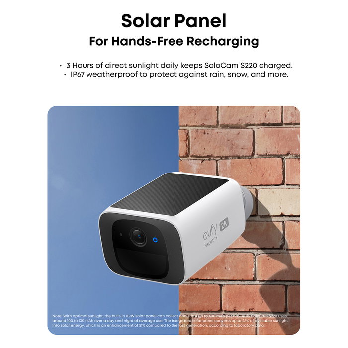 Anker eufy SoloCam S220 Cámara de Seguridad IP 135° 2-Cam Pack, Inalámbrica, Interior y Exterior IP67, Visión Nocturna, Alimentación Solar, Blanco Anker eufy SoloCam S220 Cámara de Seguridad IP 135° 2-Cam Pack, Inalámbrica, Interior y Exterior IP67, Visión Nocturna, Alimentación Solar, Blanco