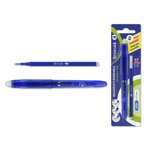 Bismark Bolígrafo Borrable 329570 Azul Tinta Borrable Recargable Clip Ancho de Línea 0.7 mm Bismark Bolígrafo Borrable 329570 Azul Tinta Borrable Recargable Clip Ancho de Línea 0.7 mm