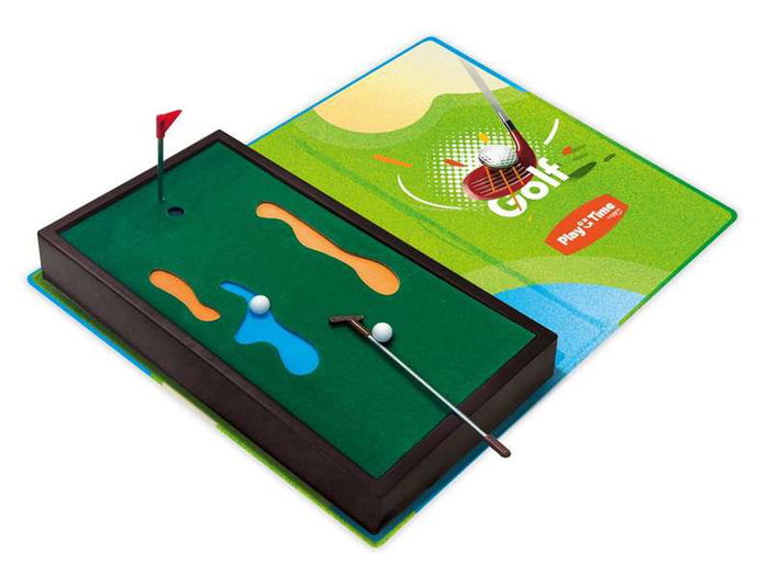 Cayro Play Time Golf, Juego de Golf de Mesa Mini 10x19 cm con Palo, Pelotas y Bandera, Idioma Inglés