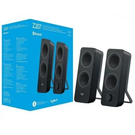 Logitech Altavoces Z207 Bluetooth Estéreo 2.0, 10W Potencia Pico, Conexión Doble por Bluetooth y Cable 3.5mm, Para PC, TV, Smartphone, Negro