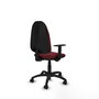 Silla de oficina Algarra con mecanismo Contacto permanente básico tapizada con Similpiel color Granate. Equipada con Base poliamida negra, Brazos 1D y Ruedas de nailon 50 mm
