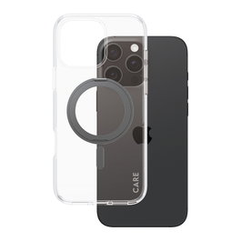 PanzerGlass CARE Feature Case Transparente con Soporte Negro y MagSafe para iPhone 16 Pro Max