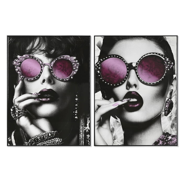 DKD Home Decor Cuadro Lienzo Chica Gafas Surtido de 2 Unidades 60x80 cm DKD Home Decor Cuadro Lienzo Chica Gafas Surtido de 2 Unidades 60x80 cm