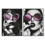 DKD Home Decor Cuadro Lienzo Chica Gafas Surtido de 2 Unidades 60x80 cm