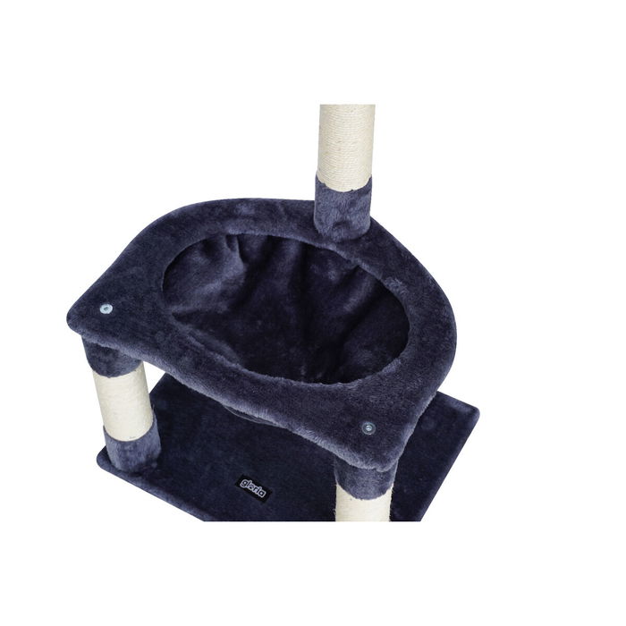 Juba Rascador y Centro de Juego para Gatos con Varios Postes, Zonas de Descanso y Pelota de Entretenimiento, Modelo Moderno y Acogedor