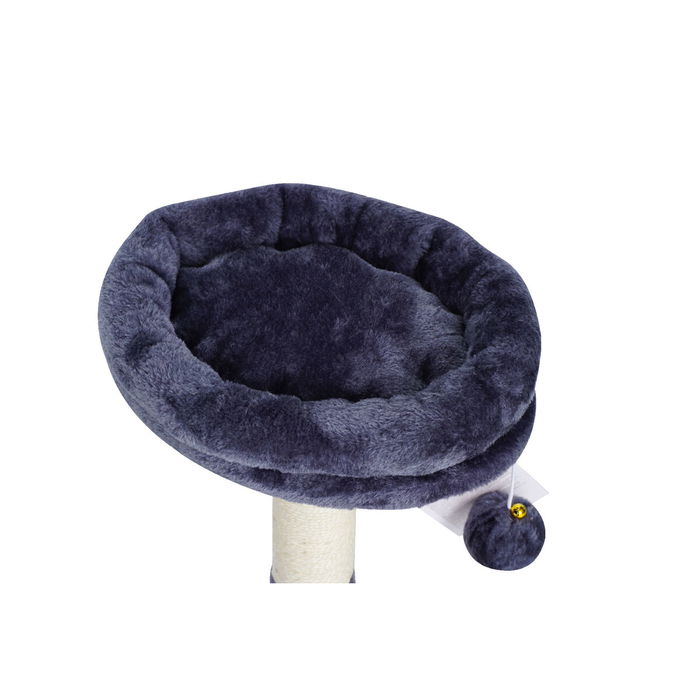 Juba Rascador y Centro de Juego para Gatos con Varios Postes, Zonas de Descanso y Pelota de Entretenimiento, Modelo Moderno y Acogedor