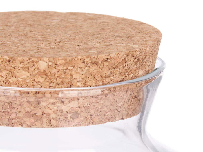 Giftdecor Jarron Ancho con Tapon de Corcho Transparente y Natural Vidrio y Corcho 24x25x24 cm