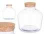 Giftdecor Jarron Ancho con Tapon de Corcho Transparente y Natural Vidrio y Corcho 24x25x24 cm