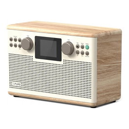 PURE Classic H6 Radio Digital Internet DAB+ FM, Blanco Algodón/Roble, 30 W, Bluetooth 5.3, Pantalla 2.4", Control Remoto, EU/UK
