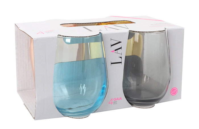 LAV Set de 4 Vasos 360 cc - Colección Gaia - Vasos de 6.5x8x10 cm (6 Cajas)