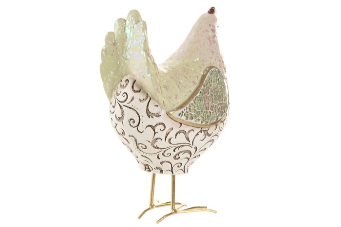 DKD Home Decor Set de 2 Figuras de Gallina en Resina Verde